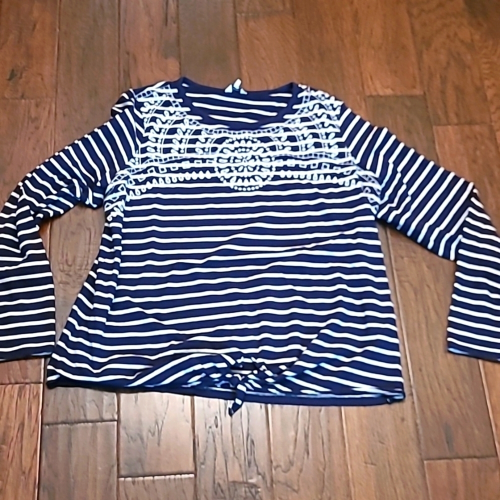 Crown & Ivy women's long-sleeved, striped shirt size XXL